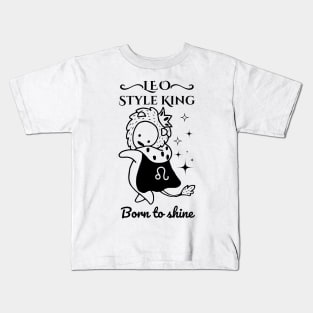 Funny Leo Zodiac Sign - Leo Style King, born to shine - White Kids T-Shirt